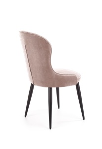 SCAUN DINING K366, BEJ/NEGRU, CU TAPITERIE DIN CATIFEA SI PICIOARE DIN METAL, STIL MODERN - Img 3