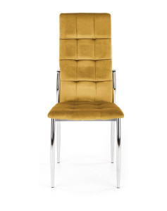 SCAUN DINING K416, GALBEN MUSTAR/CROM, CU TAPITERIE DIN CATIFEA SI PICIOARE DIN METAL, STIL MODERN - Img 3