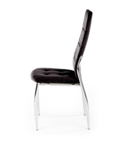 SCAUN DINING K416, NEGRU/CROM, CU TAPITERIE DIN CATIFEA SI PICIOARE DIN METAL, STIL MODERN - Img 6