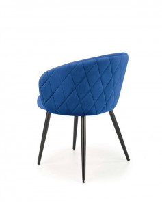 SCAUN DINING K430, ALBASTRU/NEGRU, CU TAPITERIE DIN CATIFEA SI PICIOARE DIN METAL, STIL MODERN - Img 4