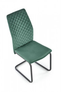 SCAUN DINING K444, VERDE INCHIS/NEGRU, CU TAPITERIE DIN CATIFEA SI PICIOARE DIN METAL, STIL MODERN - Img 3