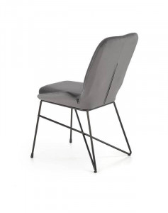 SCAUN DINING K454, GRI/NEGRU, CU TAPITERIE DIN CATIFEA SI PICIOARE DIN METAL, STIL MODERN - Img 2