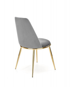 SCAUN DINING K460, GRI/AURIU, CU TAPITERIE DIN CATIFEA SI PICIOARE DIN METAL, STIL MODERN - Img 3