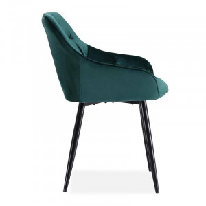 SCAUN DINING K487, VERDE INCHIS/NEGRU, CU TAPITERIE DIN CATIFEA SI PICIOARE DIN METAL, STIL MODERN - Img 3
