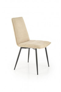 SCAUN DINING K493, BEJ/NEGRU, CU TAPITERIE DIN STOFA SI PICIOARE DIN METAL, STIL MODERN - Img 7