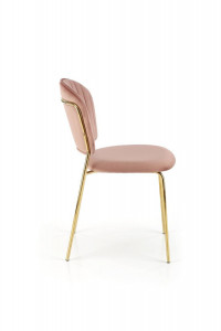 SCAUN DINING K499, ROZ/AURIU, CU TAPITERIE DIN CATIFEA SI PICIOARE DIN METAL, STIL MODERN - Img 3