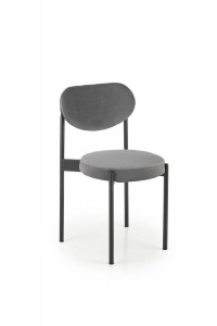 SCAUN DINING K509, GRI/NEGRU, CU TAPITERIE DIN CATIFEA SI PICIOARE DIN METAL, STIL MODERN - Img 6