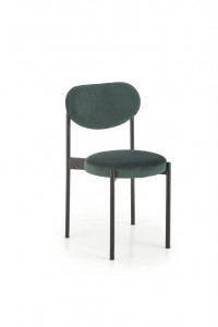 SCAUN DINING K509, VERDE INCHIS/NEGRU, CU TAPITERIE DIN CATIFEA SI PICIOARE DIN METAL, STIL MODERN