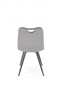 SCAUN DINING K521, GRI/NEGRU, CU TAPITERIE DIN CATIFEA SI PICIOARE DIN METAL, STIL MODERN - Img 4