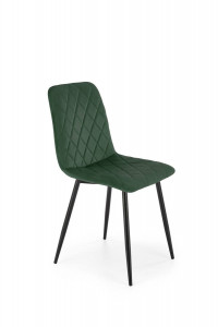 SCAUN DINING K525, VERDE/NEGRU, TAPITERIE DIN CATIFEA SI PICIOARE DIN METAL, STIL MODERN