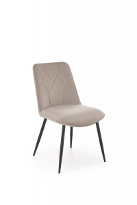 SCAUN DINING K539, BEJ/NEGRU, TAPITERIE DIN CATIFEA SI PICIOARE DIN METAL, STIL MODERN