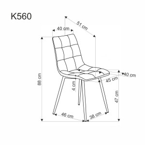 SCAUN DINING K560, GALBEN MUSTAR/NEGRU, TAPITERIE DIN STOFA SI PICIOARE DIN METAL, STIL MODERN - Img 2