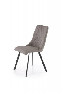 SCAUN DINING K561, GRI/NEGRU, TAPITERIE DIN STOFA SI PICIOARE DIN METAL, STIL MODERN