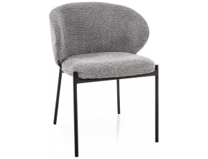 SCAUN DINING KIOTO, GRI 254/NEGRU MAT, TAPITERIE DIN TEXTIL SI PICIOARE DIN METAL, STIL MODERN