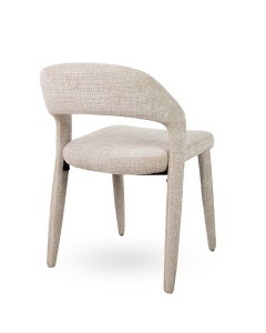 SCAUN DINING KOS BEJ, CONFECTIONAT DINTEXTIL CHENILLE SI METAL, STIL MODERN - Img 3