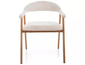 SCAUN DINING LAGOS D RAVEN, BEJ DESCHIS 22/STEJAR, TAPITERIE DIN TEXTIL SI PICIOARE DIN METAL, STIL MODERN - Img 2
