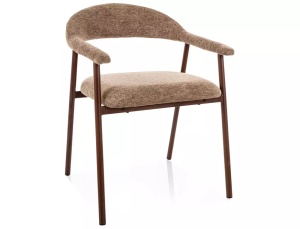 SCAUN DINING LAGOS D RAVEN, LATTE 34/NUC, TAPITERIE DIN TEXTIL SI PICIOARE DIN METAL, STIL MODERN