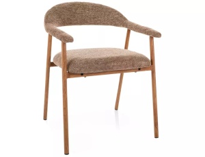 SCAUN DINING LAGOS D RAVEN, LATTE 34/STEJAR, TAPITERIE DIN TEXTIL SI PICIOARE DIN METAL, STIL MODERN
