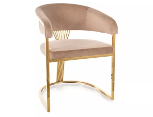 SCAUN DINING/LIVING CROWN BEJ BLUVEL 28/AURIU, CONFECTIONAT DIN METAL SI CATIFEA, STIL MODERN - Img 11