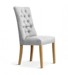 SCAUN DINING LORD, GRI/STEJAR, TAPITERIE DIN STOFA FINA SI PICIOARE DIN LEMN, STIL MODERN
