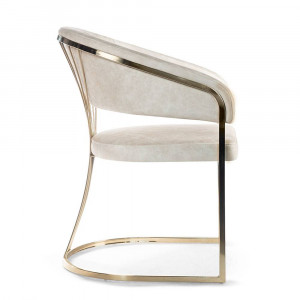 SCAUN DINING MARCILLE 3, BEJ/AURIU, TAPITERIE DIN CATIFEA SI PICIOARE DIN METAL, STIL MODERN - Img 3