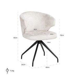 SCAUN DINING MILLY FUSION CREAM 02, S4723, CONFECTIONAT DIN 100% POLIESTER SPUMA SI METAL, RICHMOND INTERIORS - Img 3