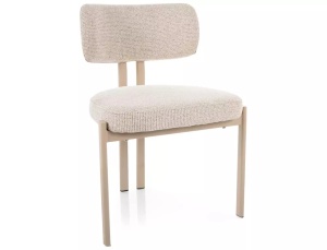 SCAUN DINING MISAKI, BEJ DESCHIS 255/CREM, TAPITERIE DIN TEXTIL SI PICIOARE DIN METAL, STIL MODERN
