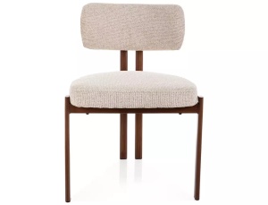 SCAUN DINING MISAKI, BEJ DESCHIS 255/NUC, TAPITERIE DIN TEXTIL SI PICIOARE DIN METAL, STIL MODERN
