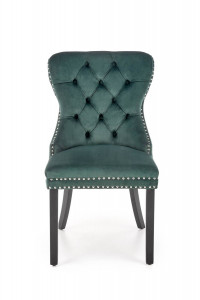 SCAUN DINING MIYA, VERDE INCHIS/NEGRU, CU TAPITERIE DIN CATIFEA SI PICIOARE DIN LEMN MASIV, STIL CLASIC - Img 6