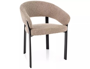 SCAUN DINING NAGOJA, BEJ 253/NEGRU MAT, TAPITERIE DIN TEXTIL SI PICIOARE DIN METAL, STIL MODERN - Img 3