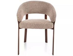SCAUN DINING NAGOJA D, BEJ 253/NUC, TAPITERIE DIN TEXTIL SI PICIOARE DIN METAL, STIL MODERN - Img 2