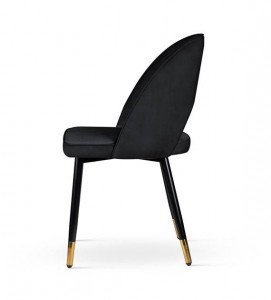 SCAUN DINING NOVAR, NEGRU/AURIU/NEGRU, TAPITERIE DIN CATIFEA SI PICIOARE DIN METAL, STIL MODERN - Img 4