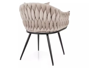 SCAUN DINING NUVO, BEJ BLUVEL 40/NEGRU MAT, TAPITERIE DIN CATIFEA SI PICIOARE DIN METAL, STIL MODERN - Img 3