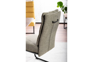 SCAUN DINING, OLIVE 77/NEGRU MAT, TAPITERIE DIN STOFA SI PICIOARE DIN METAL, STIL MODERN - Img 3