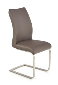 SCAUN DINING OPAL GRI/CROM, TAPITERIE DIN PIELE ECOLOGICA SI PICIOARE DIN OTEL PERIAT, STIL MODERN