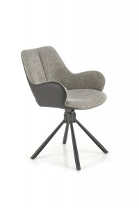 SCAUN DINING PIVOTANT K494, GRI/NEGRU, TAPITERIE DIN STOFA SI PIELE ECOLOGICA SI PICIOARE DIN METAL, STIL MODERN - Img 2