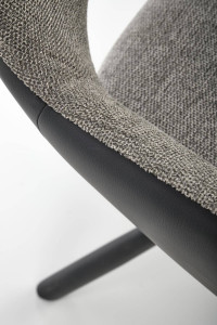 SCAUN DINING PIVOTANT K494, GRI/NEGRU, TAPITERIE DIN STOFA SI PIELE ECOLOGICA SI PICIOARE DIN METAL, STIL MODERN - Img 8