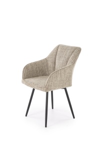 SCAUN DINING PIVOTANT K576, BEJ/NEGRU, TAPITERIE DIN STOFA SI PICIOARE DIN METAL, STIL MODERN