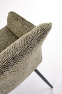 SCAUN DINING PIVOTANT K576, VERDE OLIVE/NEGRU, TAPITERIE DIN STOFA SI PICIOARE DIN METAL, STIL MODERN - Img 4