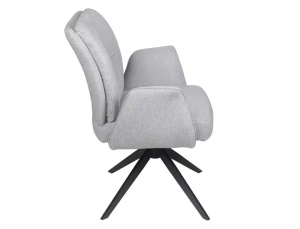 SCAUN DINING PIVOTANT WING, GRI DESCHIS 02/NEGRU MAT, DIN STOFA SI PICIOARE DIN METAL, STIL MODERN - Img 5