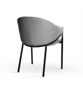 SCAUN DINING PLUSAT FANCY BUKLA, GRI/NEGRU/AURIU, TAPITERIE DIN TEXTIL PLUSAT SI PICIOARE DIN METAL, STIL MODERN, ATR - Img 2