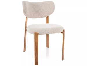 SCAUN DINING RIN D, BEJ DESCHIS 255/STEJAR, TAPITERIE DIN TEXTIL SI PICIOARE DIN METAL, STIL MODERN