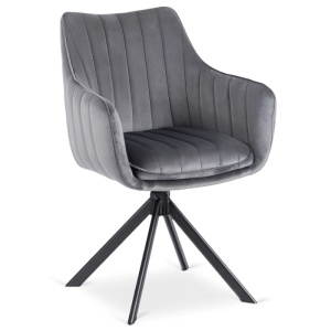 SCAUN DINING ROTATIV, ARTIM MEBLE, REALIZAT DIN METAL SI CATIFEA, CULOARE NEGRU/GRI, STIL MODERN