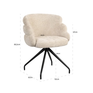 SCAUN DINING ROTATIV KAYLA, REALIZAT DIN METAL, LEMN DE FAG SI TEXTIL, CULOARE CREM, DESIGN DEOSEBIT, RICHMOND INTERIORS - Img 11