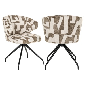 SCAUN DINING ROTATIV MILLY, REALIZAT DIN METAL, LEMN DE FAG SI TEXTIL, CULOARE BEJ, DESIGN DEOSEBIT, RICHMOND INTERIORS - Img 2