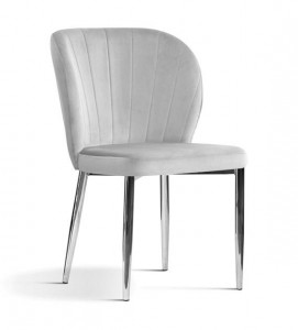 SCAUN DINING SHELLY, GRI/CROM, TAPITERIE DIN CATIFEA SI PICIOARE DIN METAL, STIL MODERN
