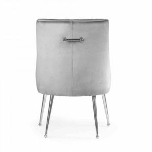 SCAUN DINING SIZAR, GRI/CROM, TAPITERIE DIN CATIFEA SI PICIOARE DIN METAL, STIL MODERN - Img 4