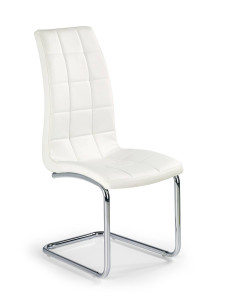 SCAUN DINING STIL K147, ALB/CROM, CU TAPITERIE DIN PIELE ECOLOGICA SI PICIOARE DIN METAL, STIL MODERN