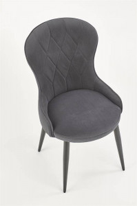 SCAUN DINING STIL K366, GRI/NEGRU, CU TAPITERIE DIN CATIFEA SI PICIOARE DIN METAL, STIL MODERN - Img 2