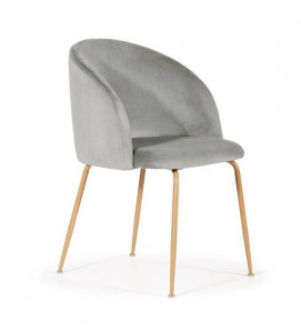 SCAUN DINING SUSAN, GRI INCHIS/STEJAR, TAPITERIE DIN CATIFEA SI PICIOARE DIN METAL, STIL MODERN, ATR